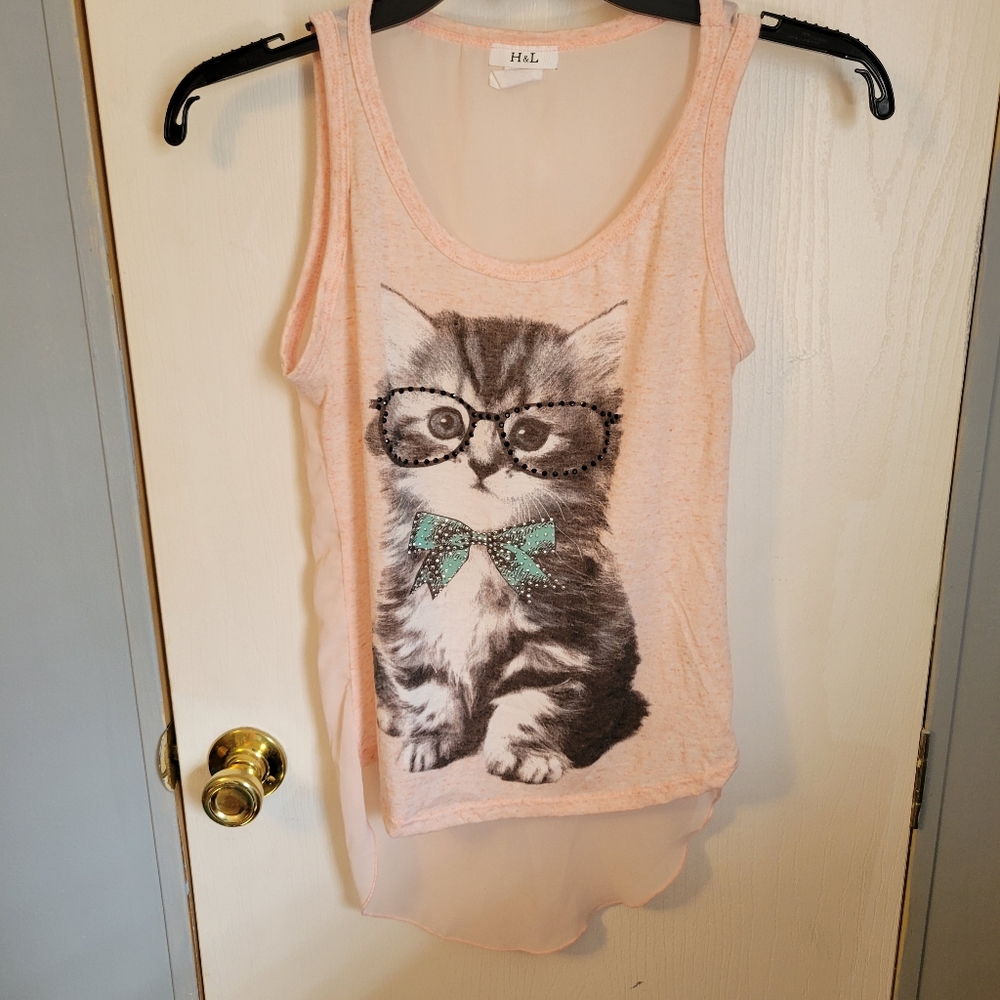 Cute Cat Sheer Back Tank